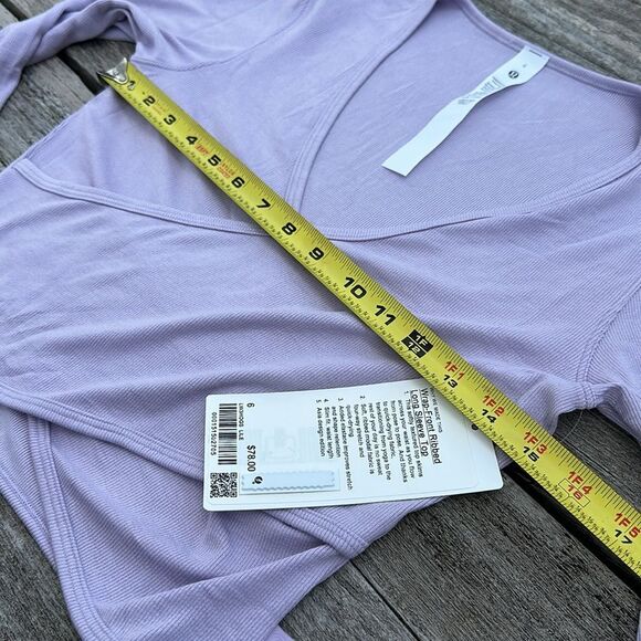 Lululemon Wrap-Front Ribbed Long Sleeve Top Lilac Esther purple WOMENS SIZE 6 - Picture 6 of 8